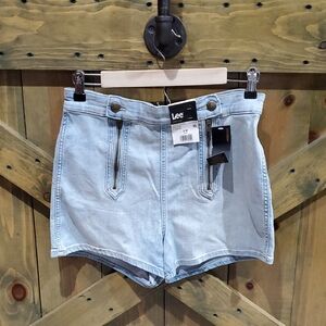 Lee Cloud Gazing High Rise Light Wash Jean Shorts NWT Stretch Casual Size 8